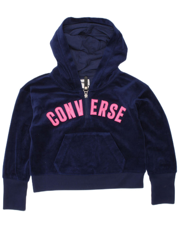 Converse Kapuzenpullover aus Velours mit Grafik für Mädchen, 5–6 Jahre, mittleres Marineblau