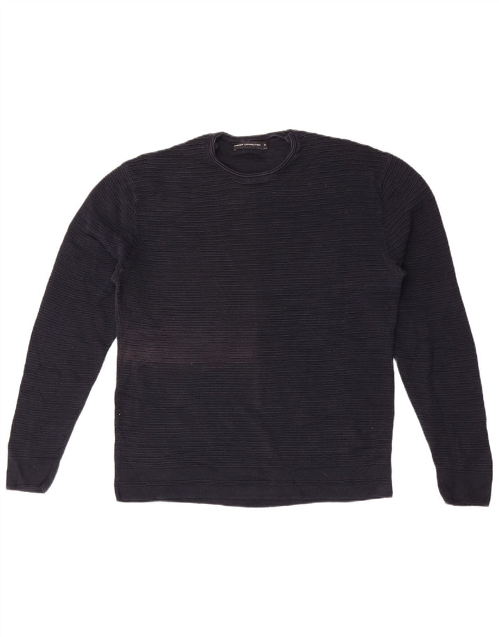 French Connection Herren-Pullover mit Rundhalsausschnitt, mittlere marineblaue Baumwolle