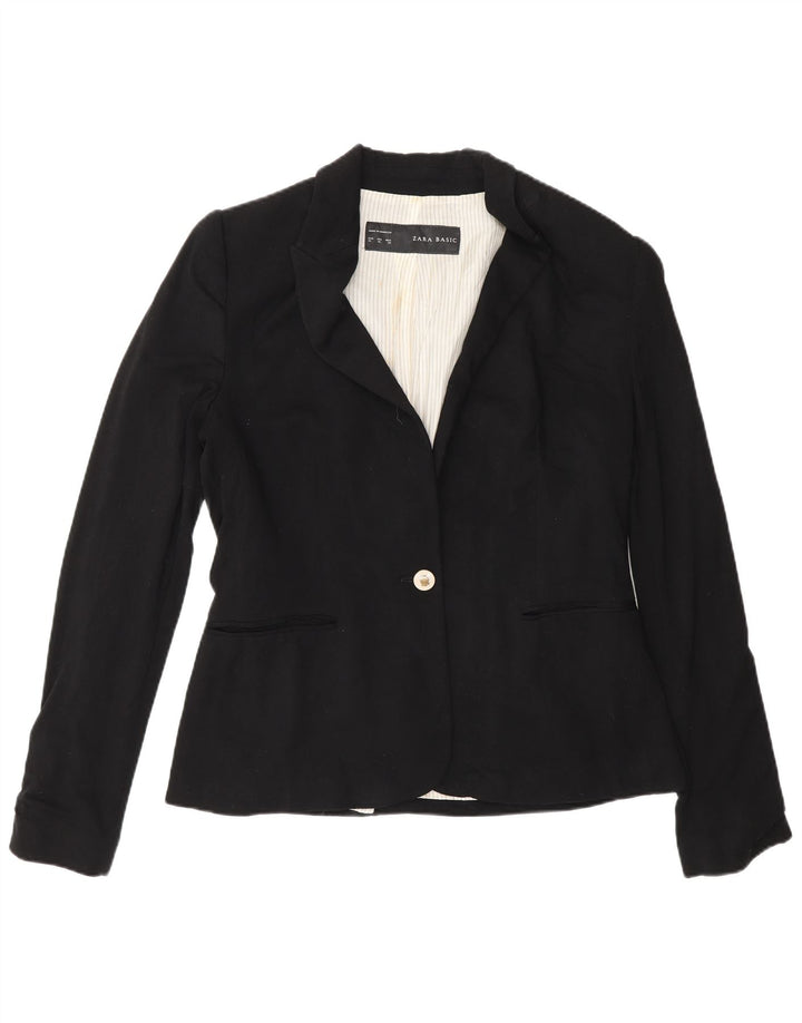 Zara Damen 1-Knopf-Blazerjacke UK 18 XL Schwarz