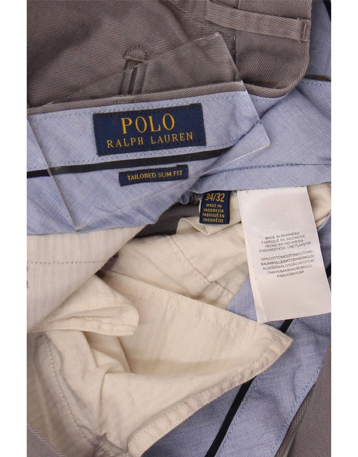 POLO RALPH LAUREN Maßgeschneiderte Slim-Fit-Anzughose für Herren, W34, L32, graue Baumwolle
