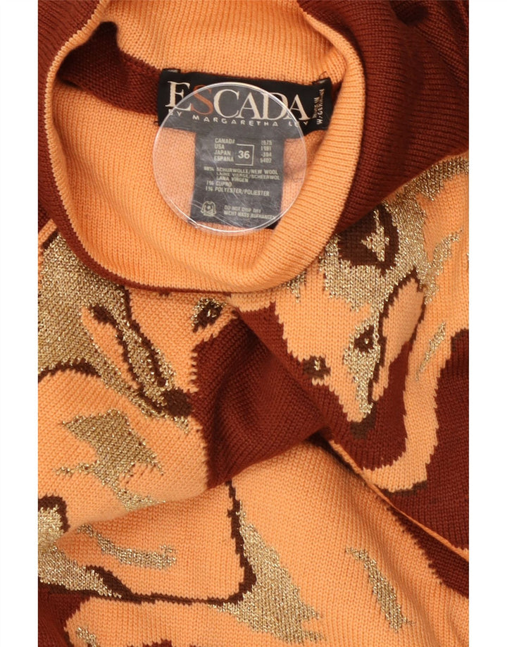 Escada Womens Graphic Rollkragenpullover Pullover EU 36 Small Brown