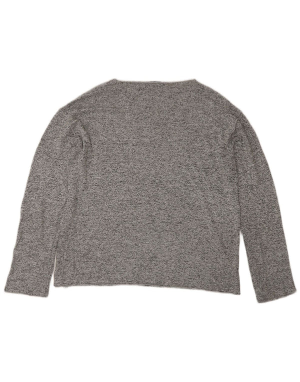 Zara Damen Top Langarm UK 10 Small Grau meliert Viskose
