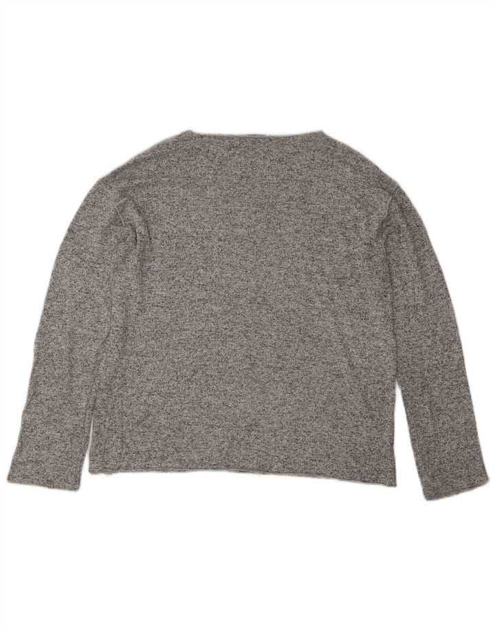 Zara Damen Top Langarm UK 10 Small Grau meliert Viskose