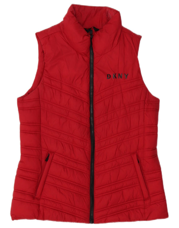 Dkny Damen Wattierte Weste UK 10 Small Rot Polyester Sport