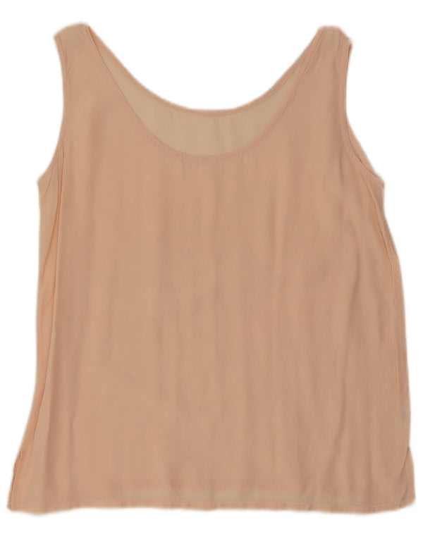 Vintage Damen Ärmelloses Blusentop UK 16 Große rosa Seide