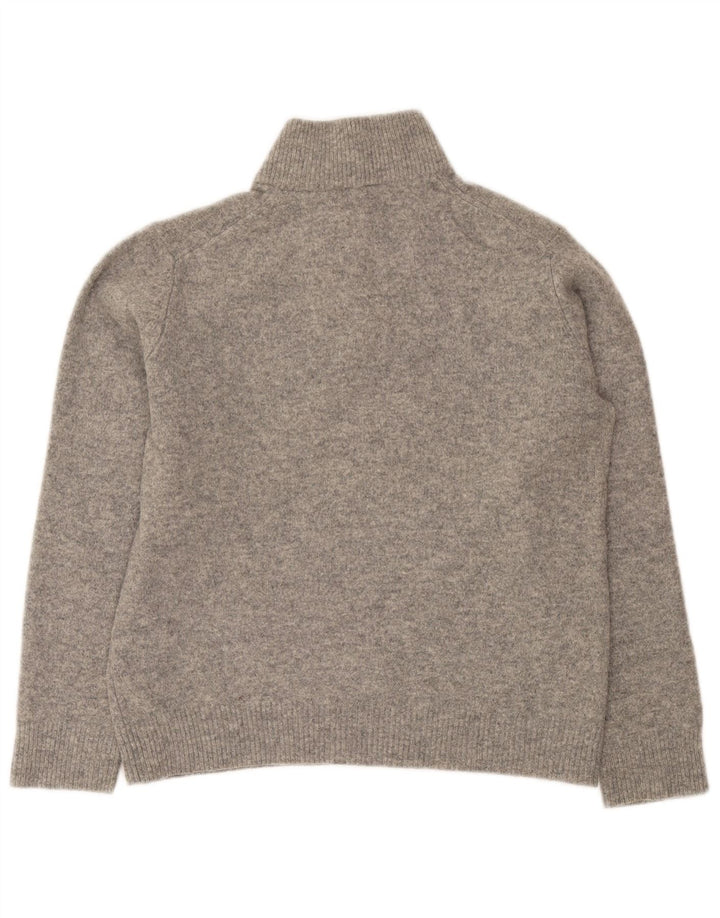 Boden Damen-Pullover mit Reißverschluss am Hals, UK 14, mittelgrau gefleckte Wolle