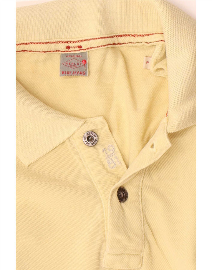 Replay Herren-Poloshirt, groß, gelbe Baumwolle