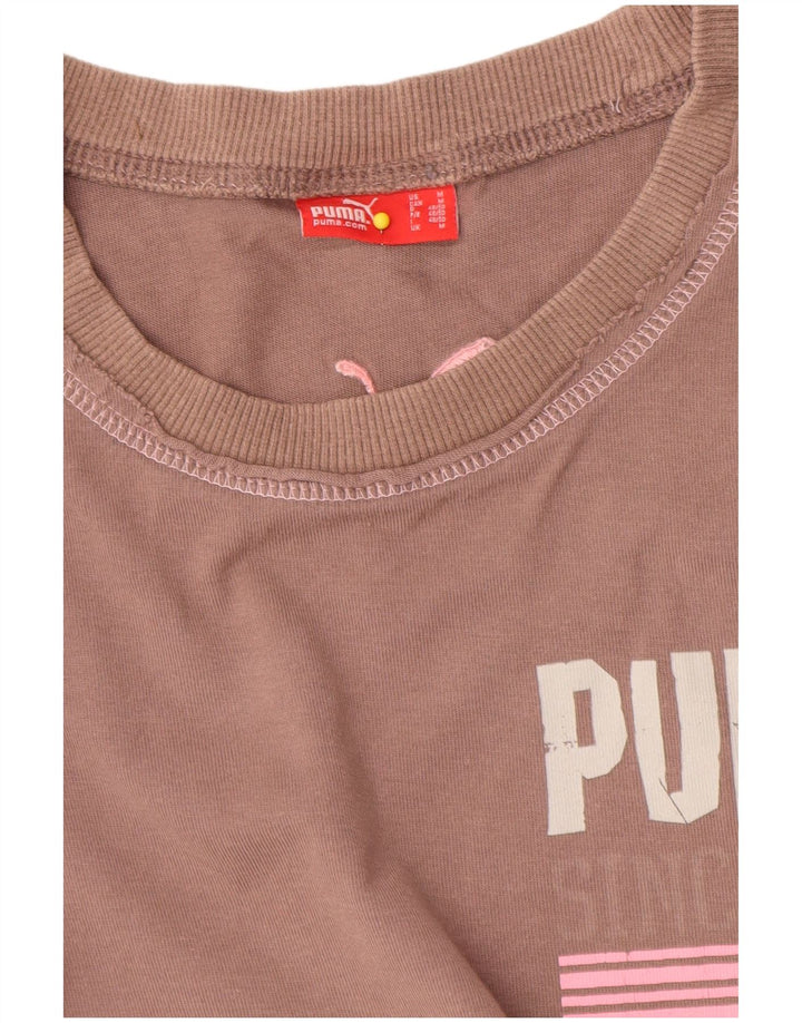Puma Damen Graphic T-Shirt Top UK 14 Mittelbraun