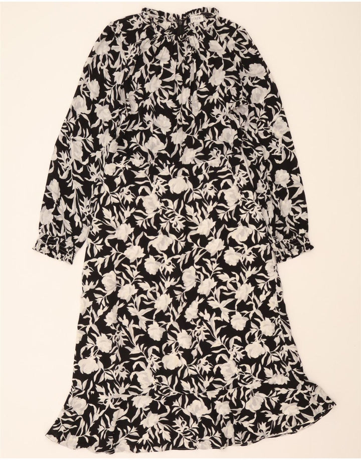 J. CREW Womens Long Sleeve Maxi Dress US 4 Small Black Floral Polyester Vintage J. Crew and Second-Hand J. Crew from Messina Hembry 