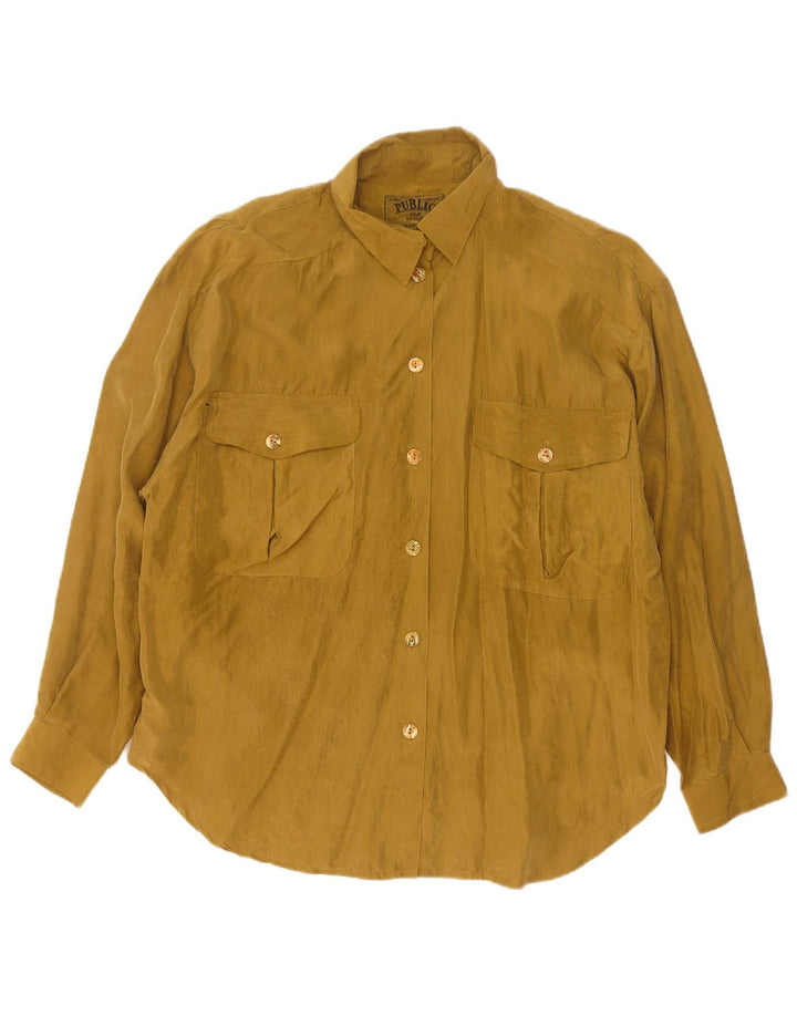 Public Womens Übergroße Hemdbluse EU 42 Große Khaki-Seide