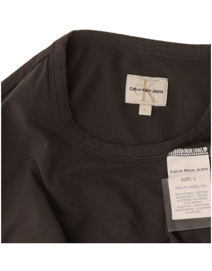 Calvin Klein Jeans Herren Grafik-Oberteil, langärmelig, groß, graue Baumwolle