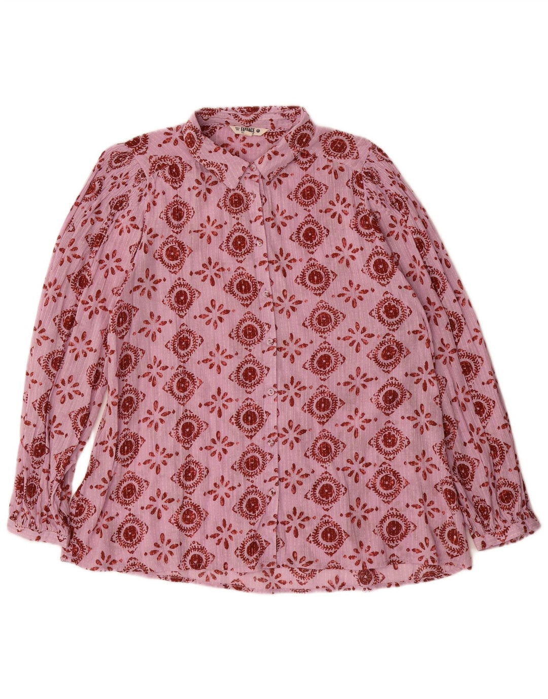 Fat Face Damen-Oversize-Hemd, UK 14, mittelrosa, geometrische Baumwolle