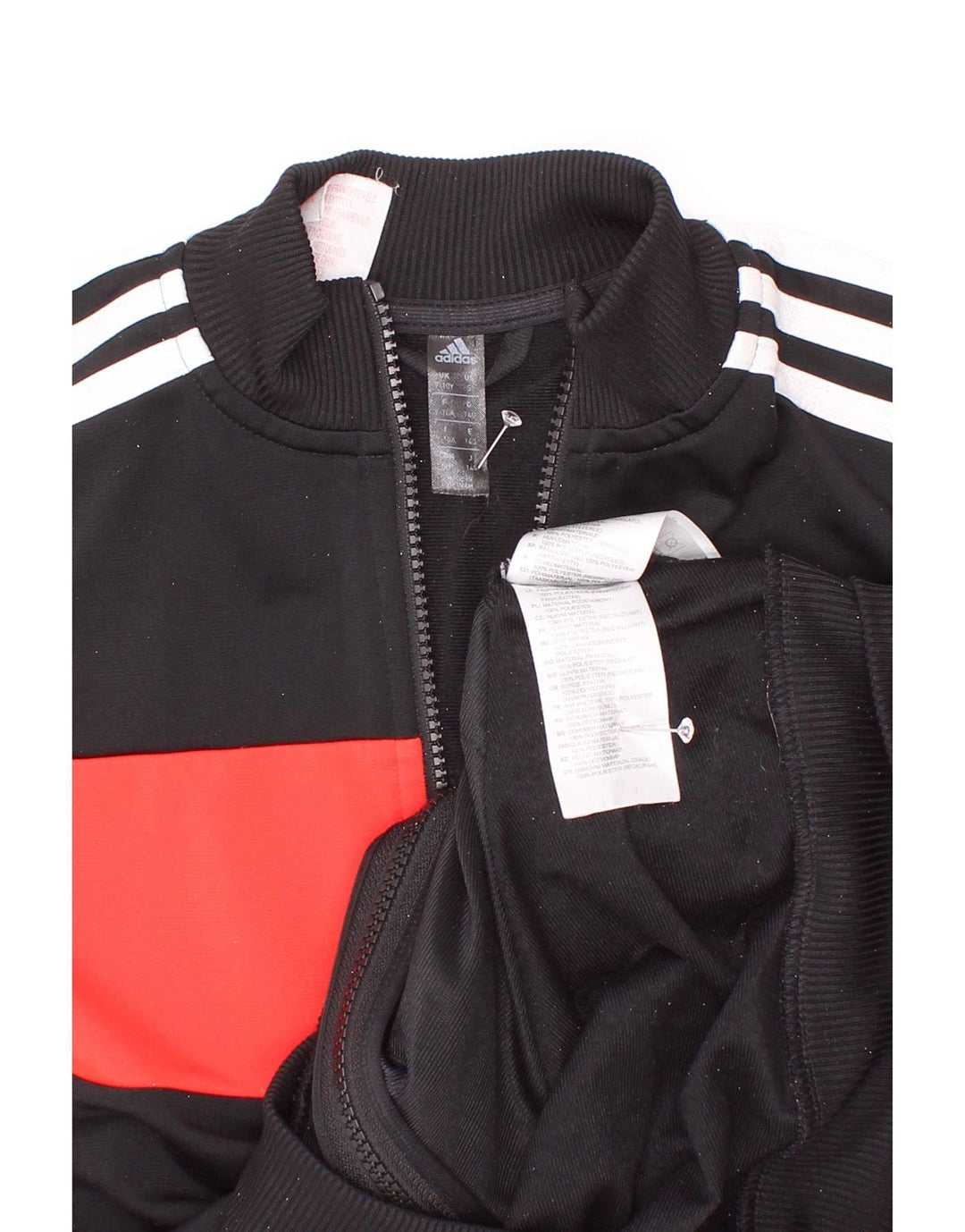 Adidas Jungen-Trainingsanzug-Top-Jacke, 9–10 Jahre, schwarzes Colourblock-Polyester