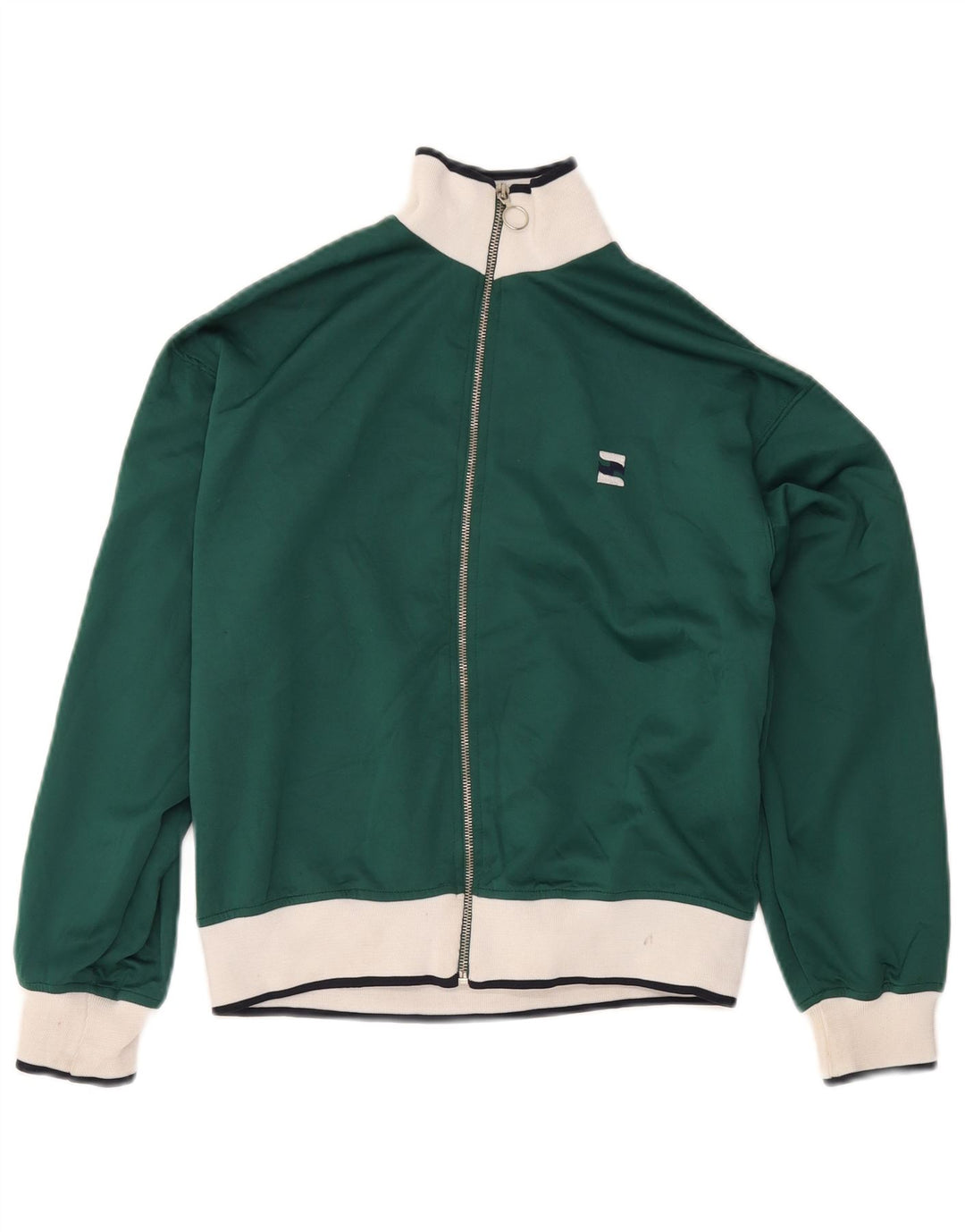 Zara Damen-Trainingsanzug-Top-Jacke, UK 10, klein, grünes Farbblock-Polyester