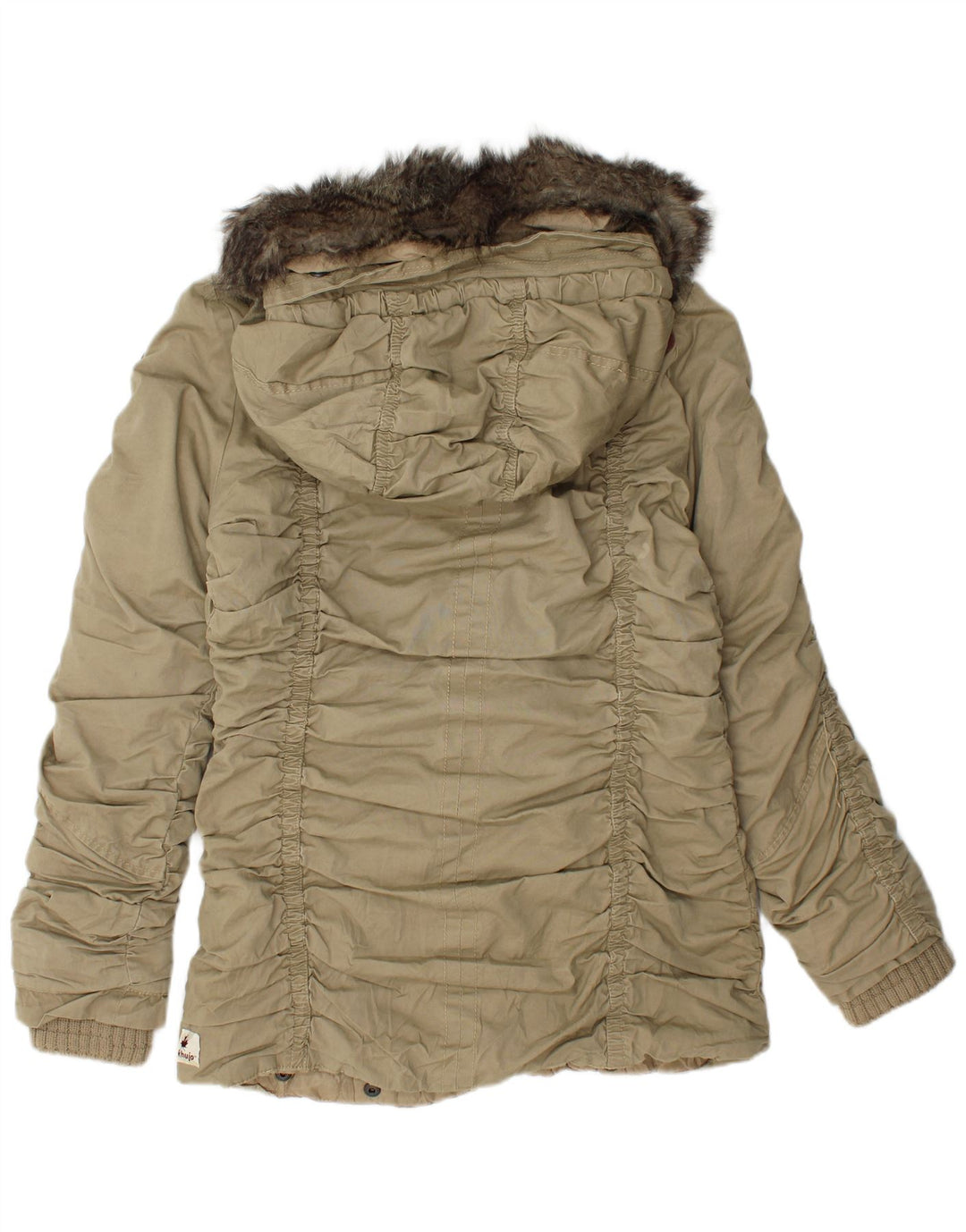 KHUJO Damen-Windbreakerjacke mit Kapuze, UK 14, mittleres Khaki, Baumwolle, Winter
