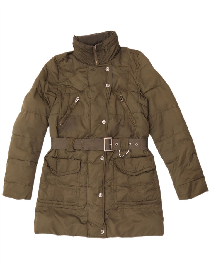 Marlboro Classics Wattierter Damenmantel mit Kapuze, EU 38, mittleres Khaki, Polyester