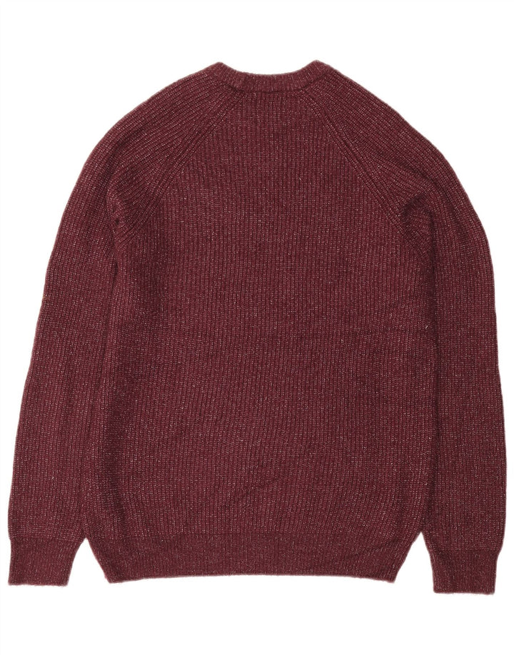 Marks & Spencer Herren-Pullover mit Rundhalsausschnitt, mittelgroß, Burgunderrot meliert