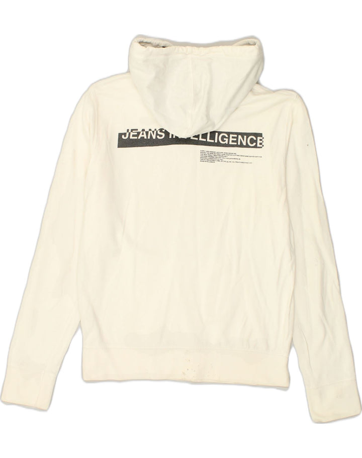 JACK & JONES Mens Graphic Hoodie Jumper Small White Cotton | Vintage Jack & Jones | Thrift | Second-Hand Jack & Jones | Used Clothing | Messina Hembry 