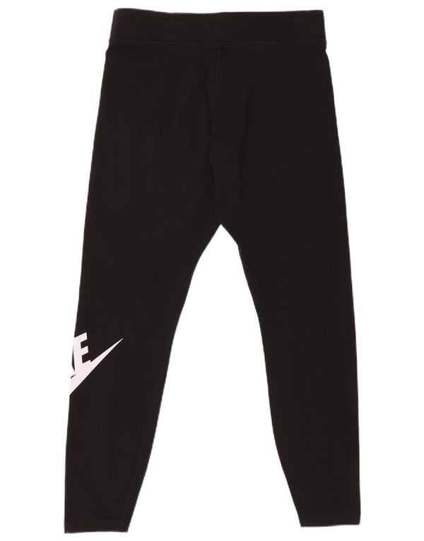 Nike Womens Crop Graphic Leggings UK 16 Große schwarze Baumwolle