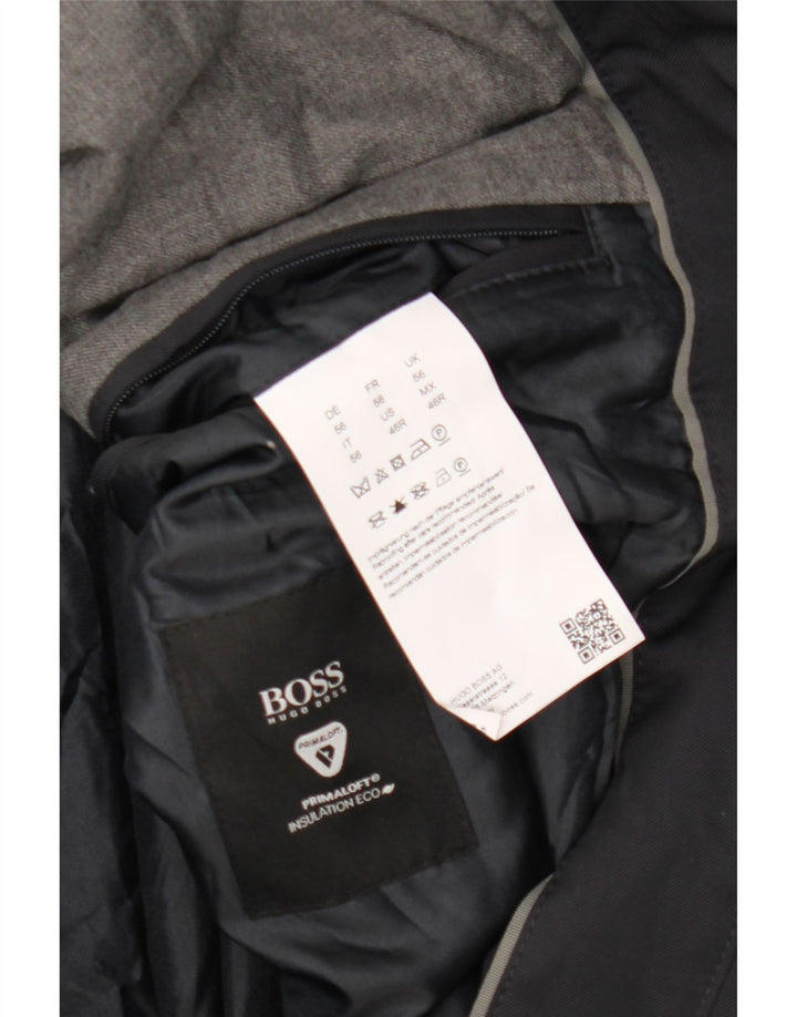 Hugo Boss Herrenmantel EU 56 3XL Schwarze Baumwolle