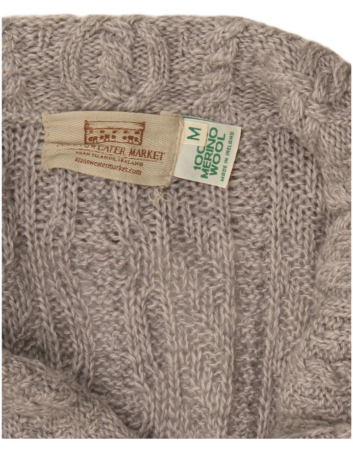 Aran Crafts Damen-Longline-Cardigan-Pullover UK 12 Mittelgraue Merinowolle