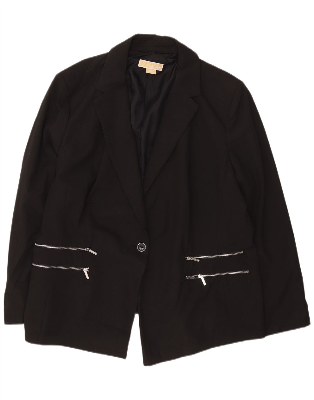 Michael Kors Damen 1-Knopf-Blazerjacke US 22 3XL Schwarz Polyester Modern