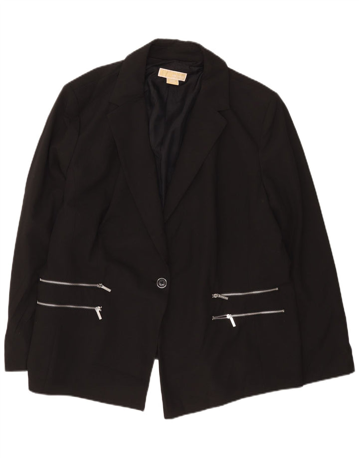 Michael Kors Damen 1-Knopf-Blazerjacke US 22 3XL Schwarz Polyester Modern