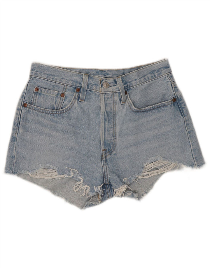 Levi's Damen 501 Distressed Denim Shorts W26 Small Blaue Baumwolle