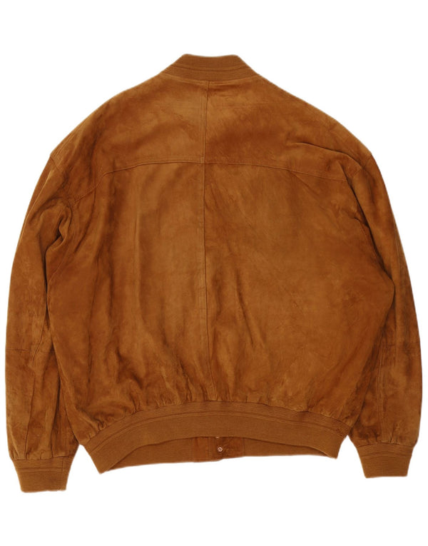 James Dillon Herren Wildleder Bomberjacke UK 44 2XL Braunes Leder