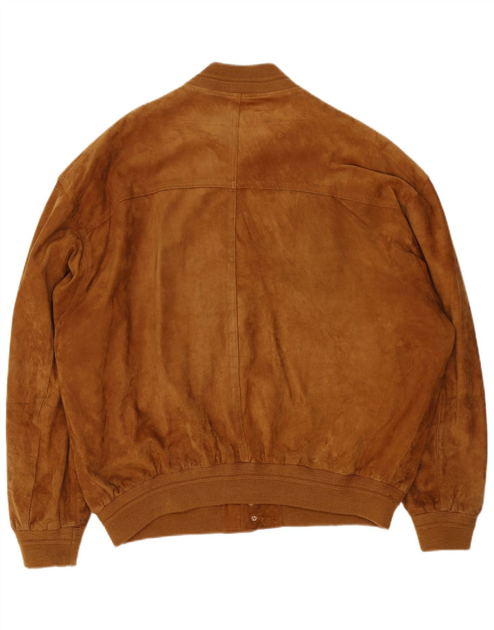 James Dillon Herren Wildleder Bomberjacke UK 44 2XL Braunes Leder