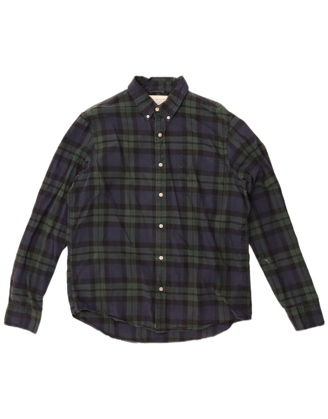 Ralph Lauren Herrenhemd, groß, marineblau, kariert, Baumwolle