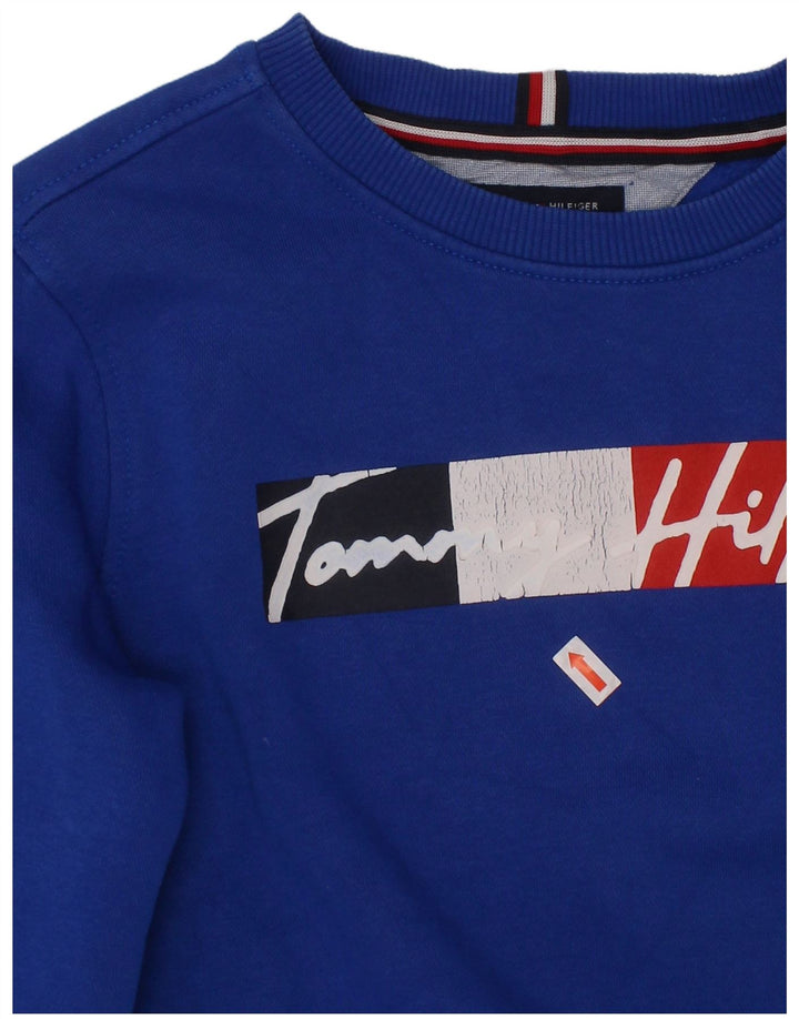 TOMMY HILFIGER Grafik-Sweatshirt für Jungen, 8–9 Jahre, mittelblaue Baumwolle