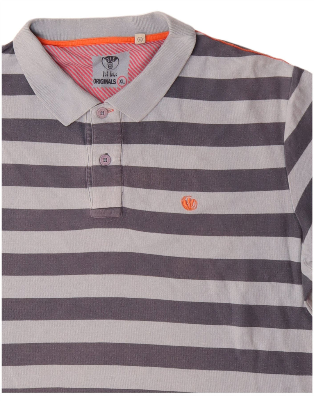 FAT FACE Herren Poloshirt XL blau gestreift aus Baumwolle