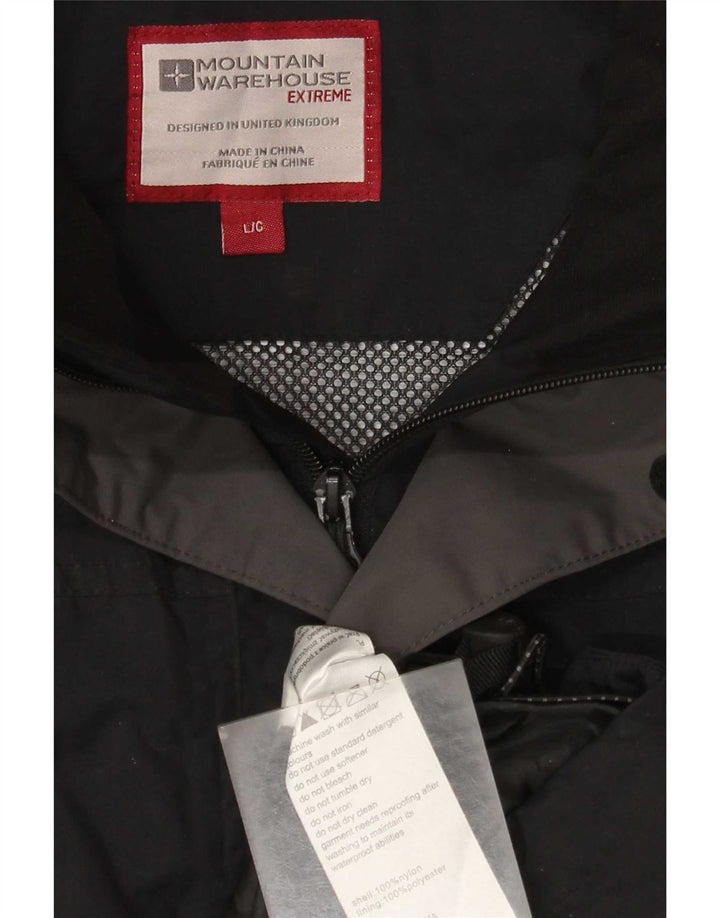 Mountain Warehouse Herren-Regenmantel mit Kapuze, UK 40, Größe L, aus schwarzem Nylon