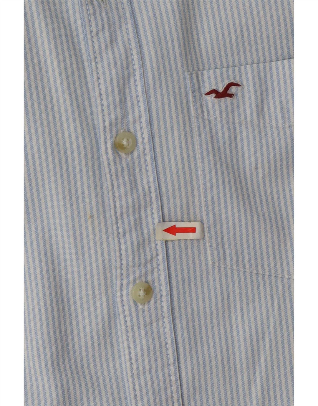 Hollister Herren-Hemd, klein, blaue Nadelstreifen-Baumwolle