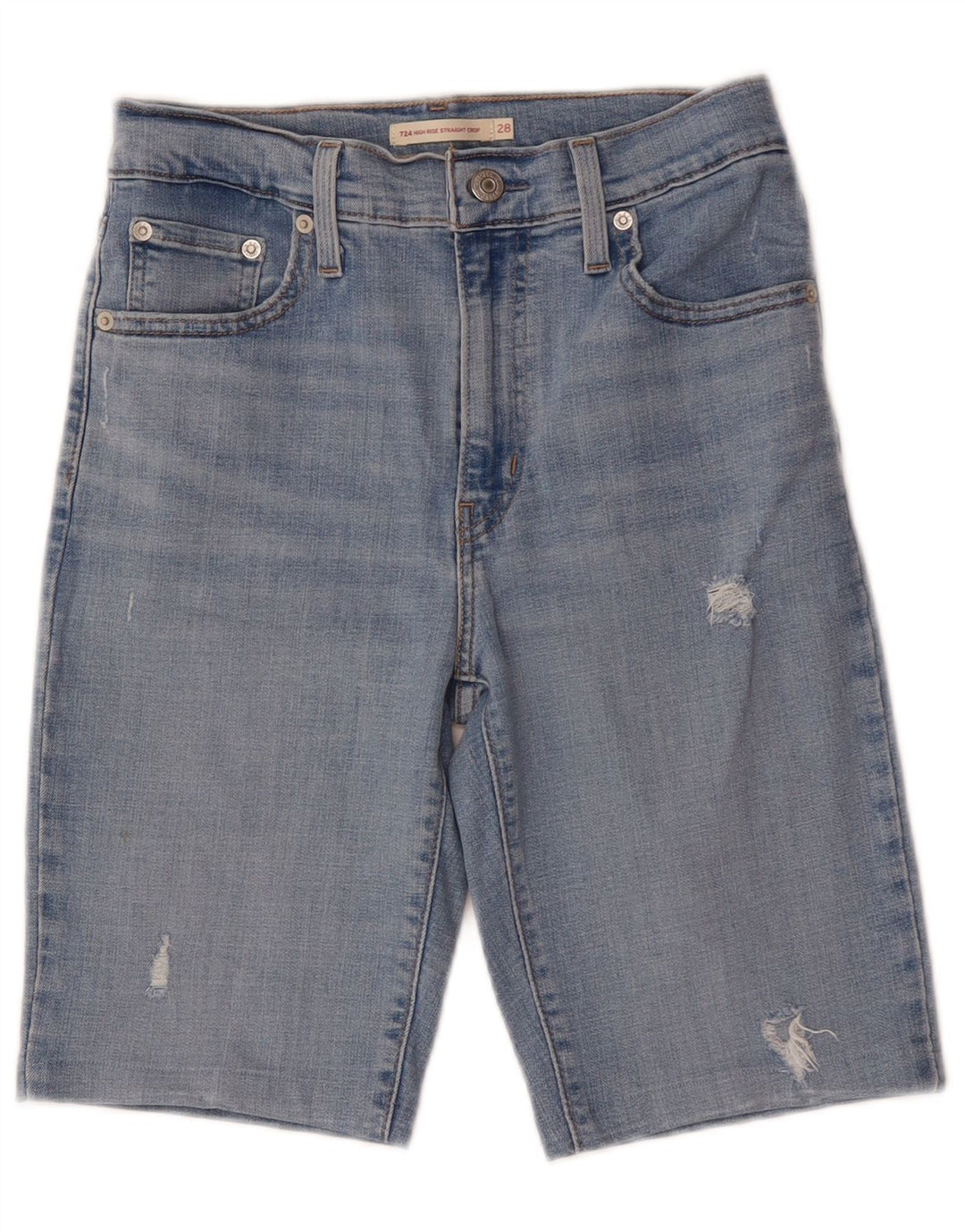 Levi's Damen Distressed High Rise Denim Shorts W28 Mittelblaue Baumwolle
