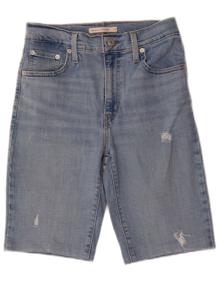 Levi's Damen Distressed High Rise Denim Shorts W28 Mittelblaue Baumwolle