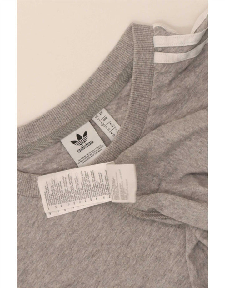 Adidas Damen T-Shirt Top UK 12 Mittelgraue Baumwolle