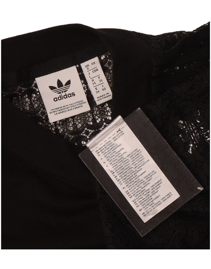 ADIDAS Womens Oversized Blouse Top UK 8 Small Black Geometric Cotton