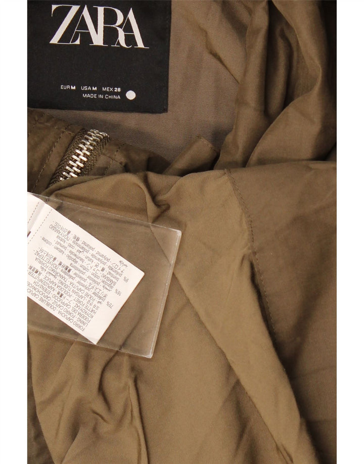 ZARA Herren-Bomberjacke, übergroß, mit Kapuze, UK 38, mittleres Khaki, Polyester