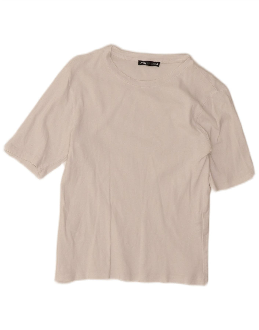 ZARA Womens Crop T-Shirt Top UK 12 Medium White Cotton