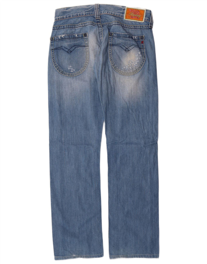 Replay Damen Straight Jeans W27 L32 Blaue Baumwolle
