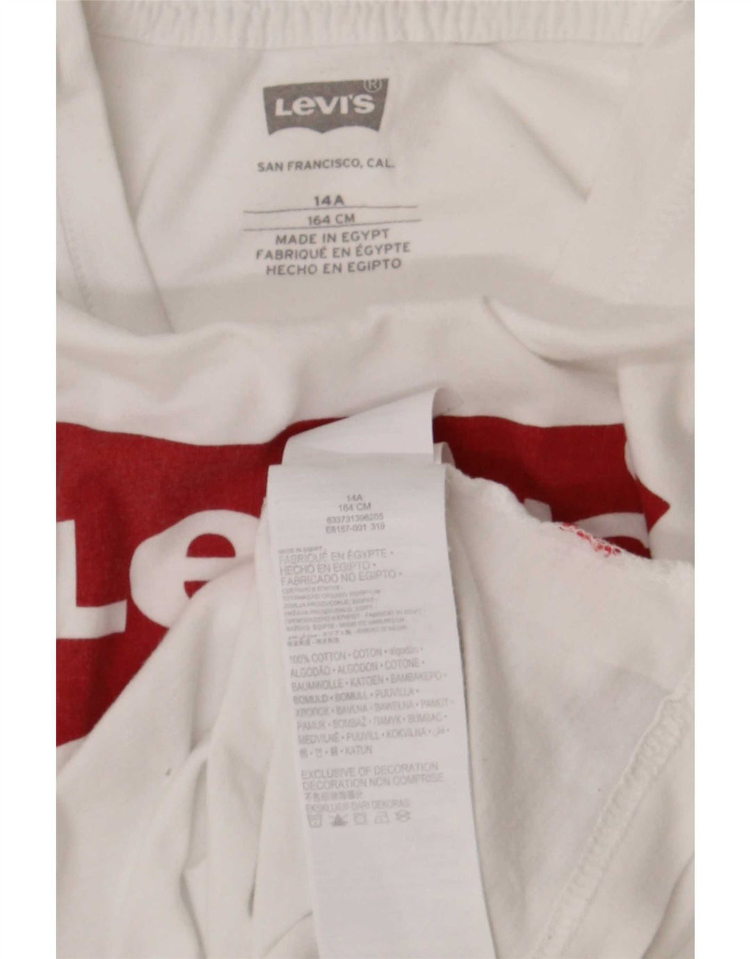 Levi's Jungen-T-Shirt mit Grafik, 13–14 Jahre, weiße Baumwolle