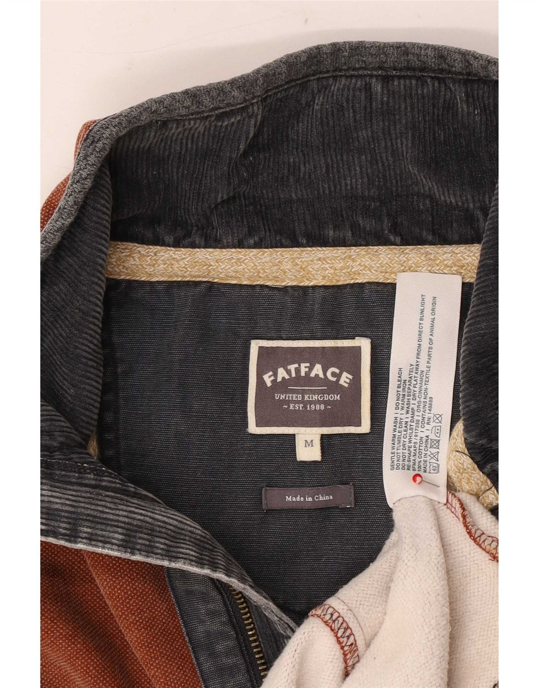 Fat Face Herren-Sweatshirt mit Reißverschluss am Hals, mittelbraune Baumwolle