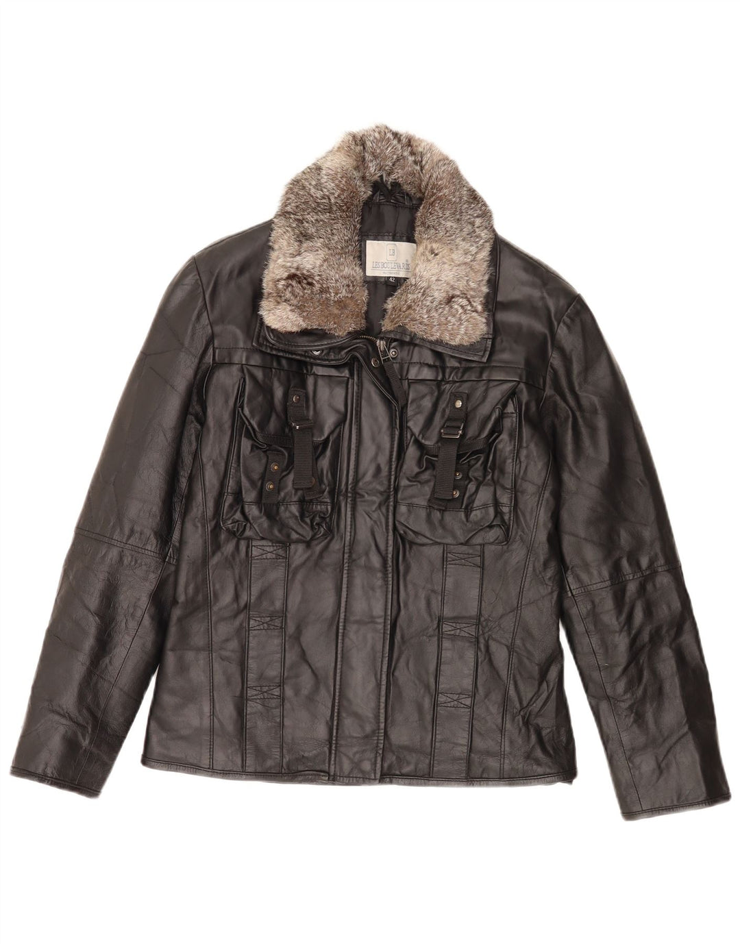 Lesboulevards Damen Lederjacke IT 42 Mittelschwarzes Leder