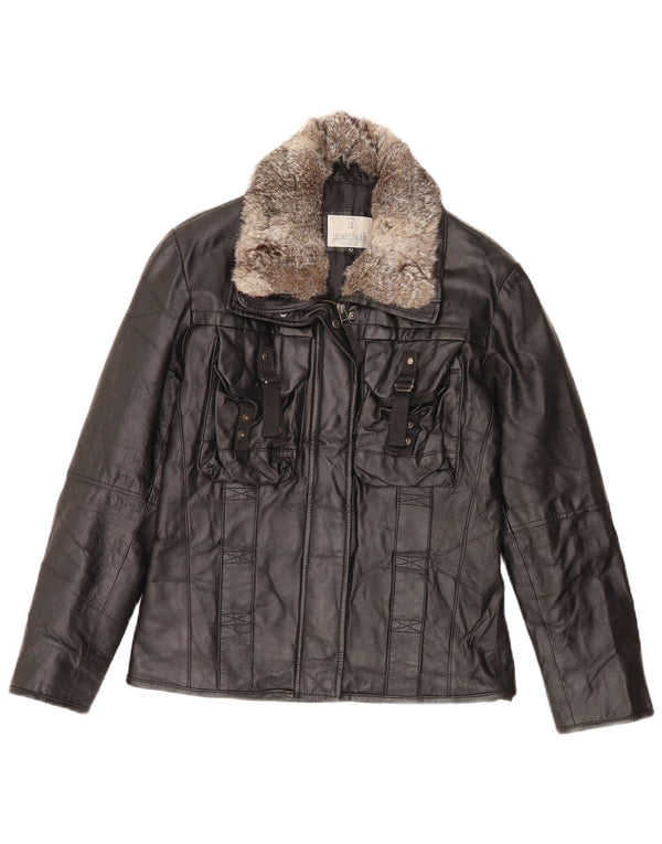 Lesboulevards Damen Lederjacke IT 42 Mittelschwarzes Leder