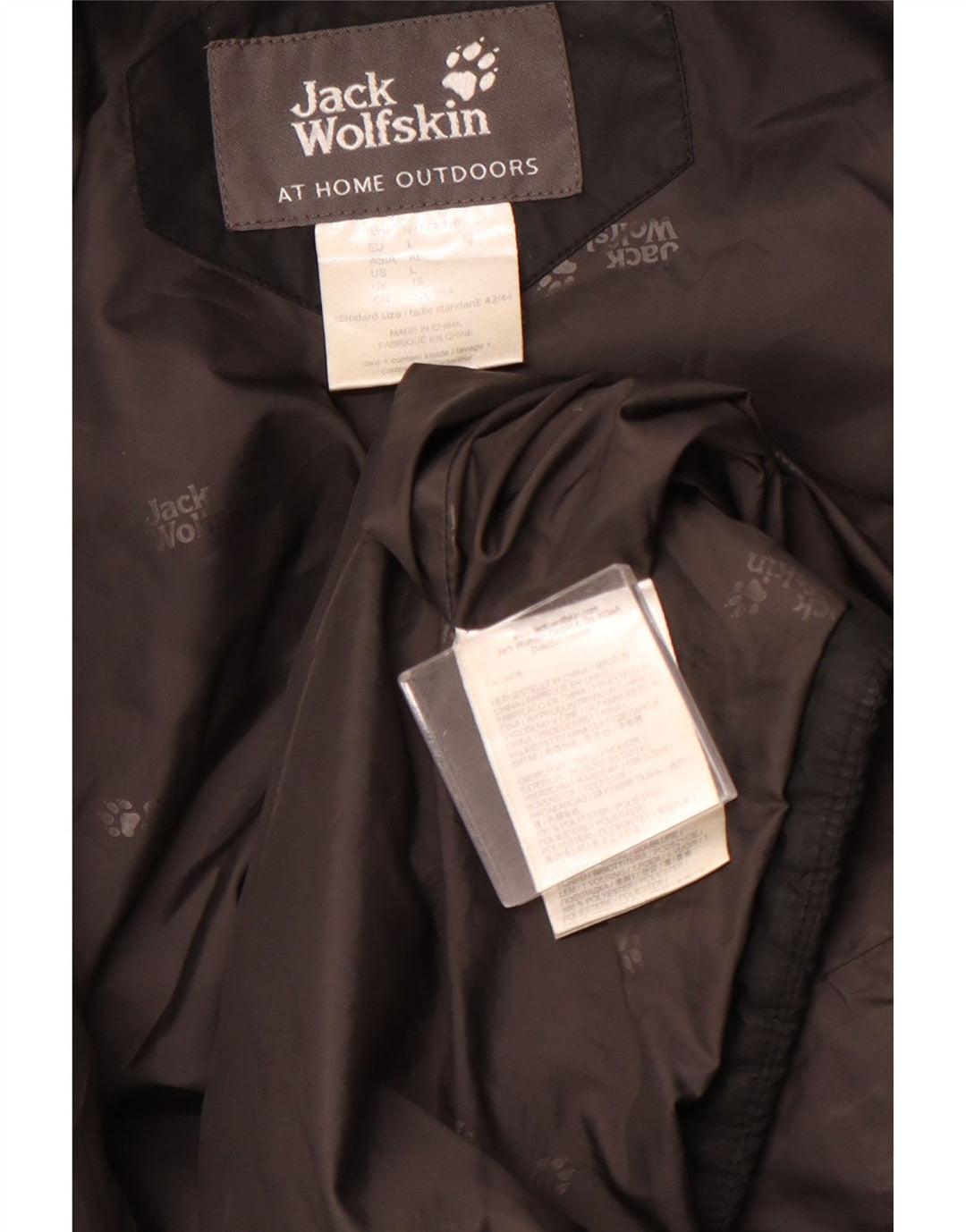 JACK WOLFSKIN Wattierter Damenmantel mit Kapuze, UK 16, Größe L, Schwarz, Polyester
