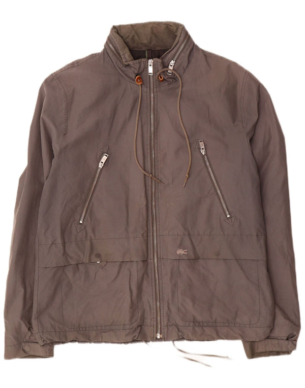 Lacoste Herren-Bomberjacke mit Kapuze IT 52 XL, graue Baumwolle