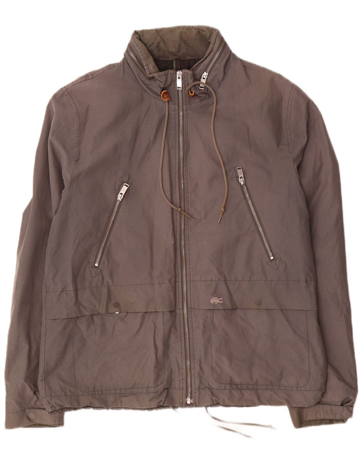 Lacoste Herren-Bomberjacke mit Kapuze IT 52 XL, graue Baumwolle