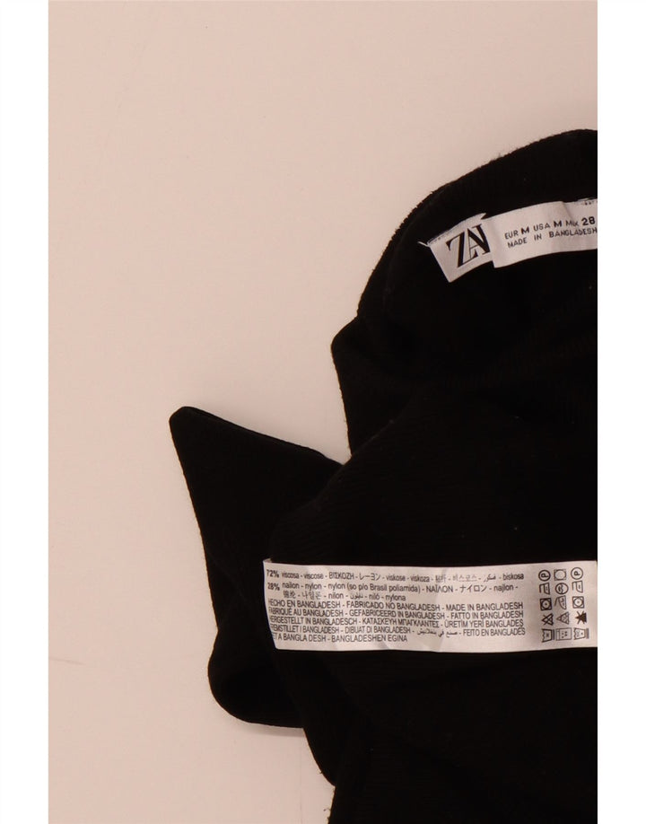 ZARA Damen Crop Rollkragenpullover Pullover UK 12 Mittelschwarze Viskose